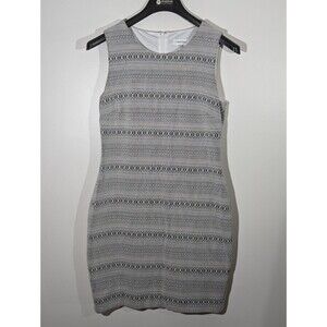 Calvin Klein Women Size 8 Sheath Sleeveless Lined Work Dress Stretch Grey